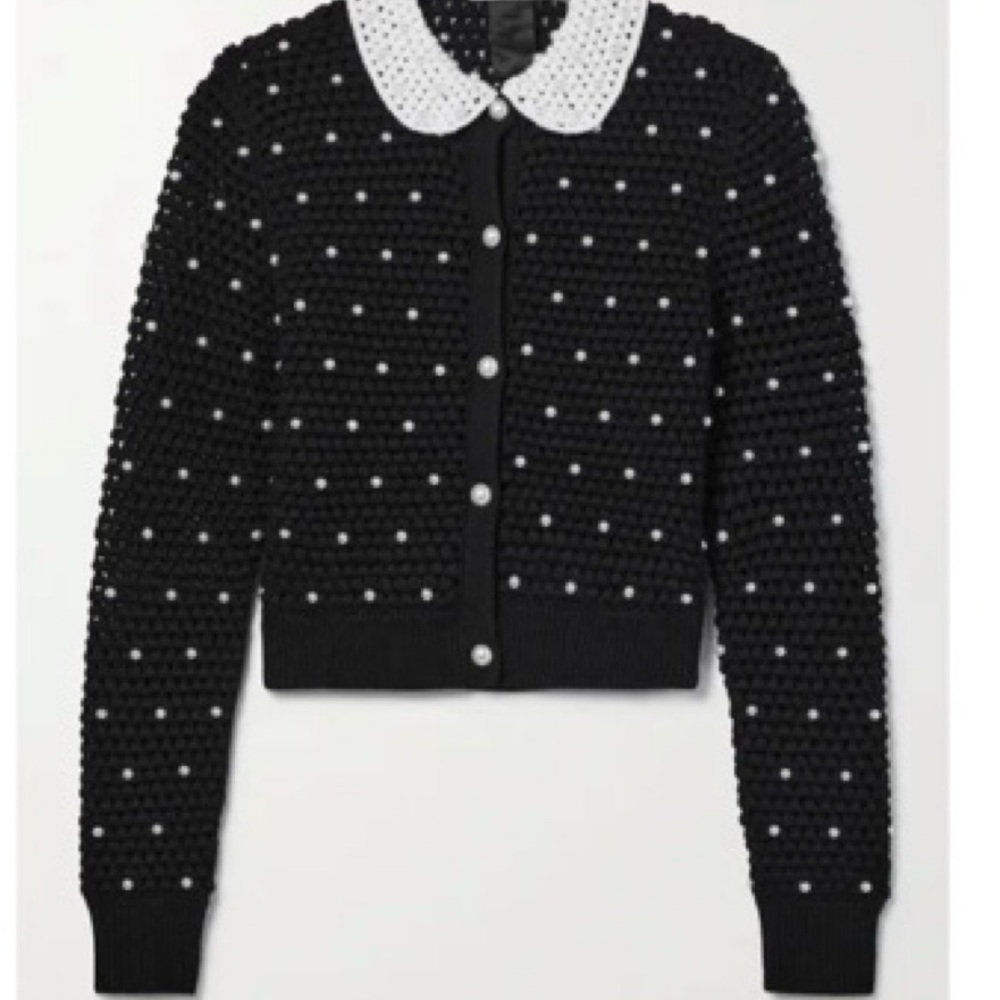 Alice + Olivia Black Pearl Crocheted Cardigan - Picture 6 of 6